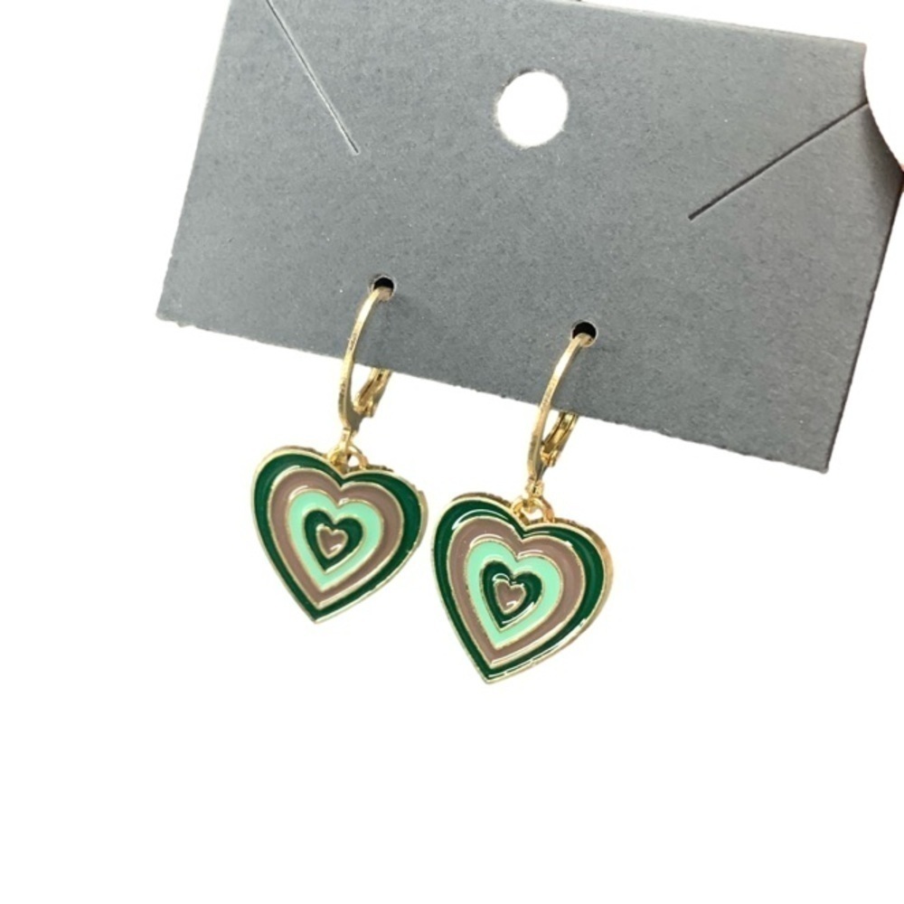 Green heart earrings